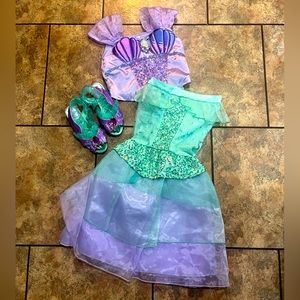 Little mermaid Ariel Disney deluxe costume and shoes